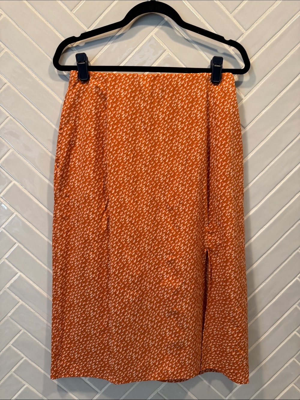 Toad&Co Orange Printed Midi Skirt